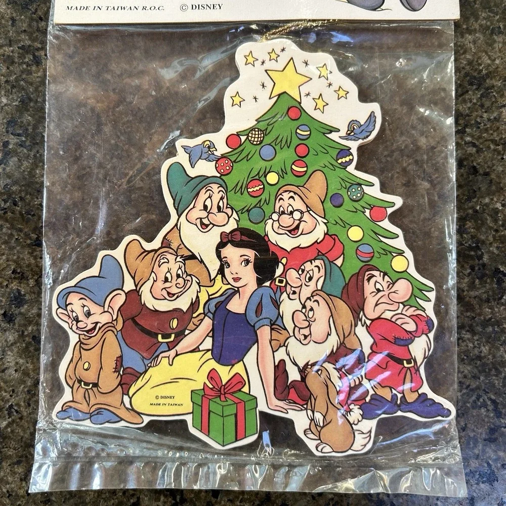 NEW Vintage Disney Snow White & The Seven Dwarfs Double Sided Christmas Ornament